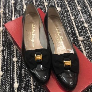 Salvatore Ferragamo Patent Bow Flats Loafers